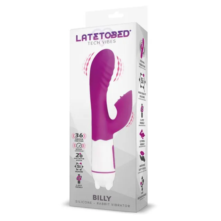 Billy Vibrador USB 36 Funciones Silicona Púrpura de Latetobed