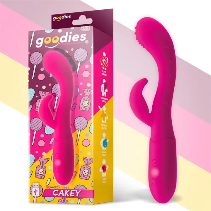 Cakey Vibrador Punto G y Conejito USB Silicona Fuchsia de Goodies