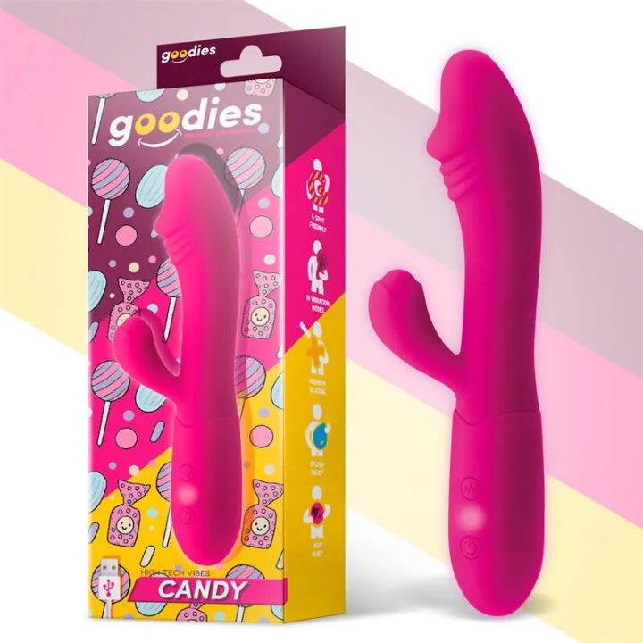 Candy Vibrador con Conejito Punto G USB Silicona Fucshia de Goodies