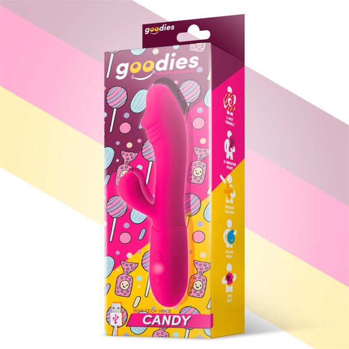 Candy Vibrador con Conejito Punto G USB Silicona Fucshia de Goodies | VibraZon