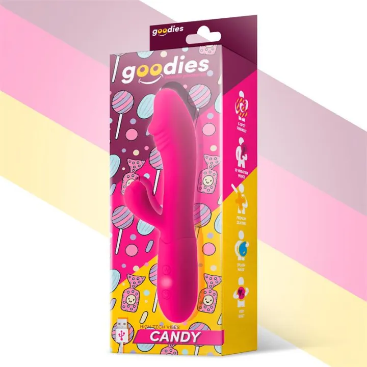 Candy Vibrador con Conejito Punto G USB Silicona Fucshia de Goodies