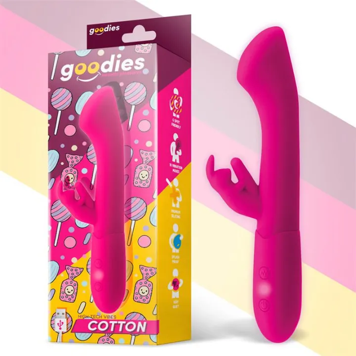 Cotton Vibrador Punto G y Conejito USB Silicona Fuchsia de Goodies