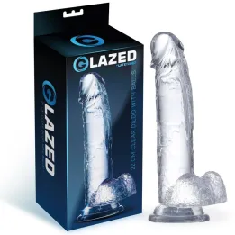 Dildo Realista con Testículos Material Cristalino 22 cm de Glazed