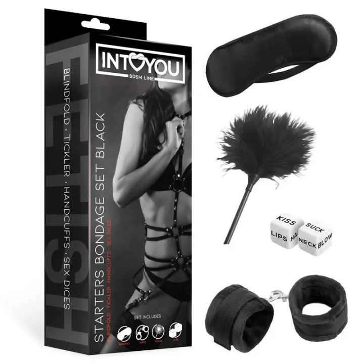 Set de Bondage para Principiantes Starters 4 Piezas Negro de Intoyou Bdsm Line