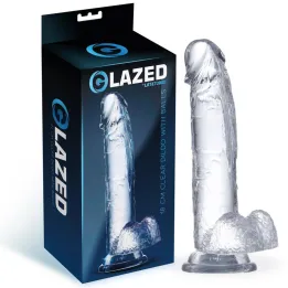 Dildo Realista con Testículos Material Cristalino 18 cm de Glazed