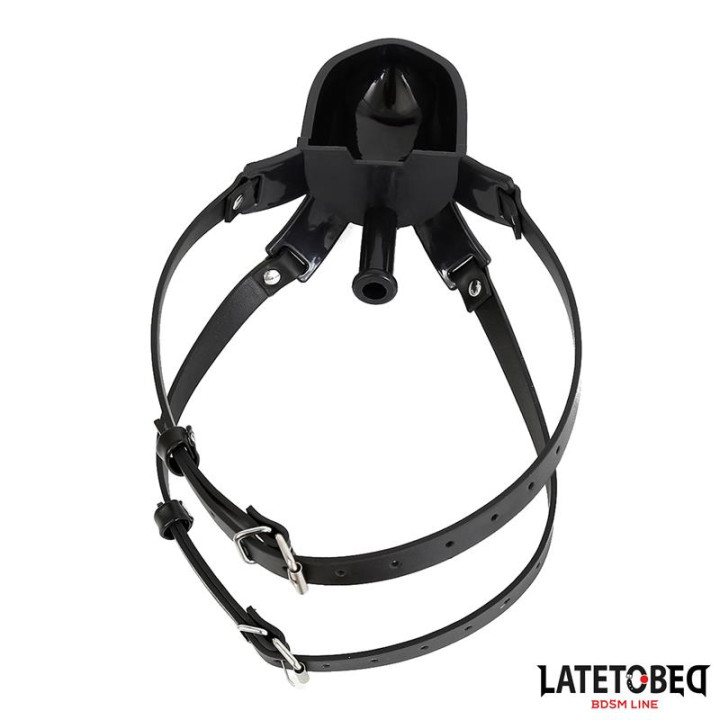 Mordaza con Bebedero Negro de Latetobed Bdsm Line | VibraZon