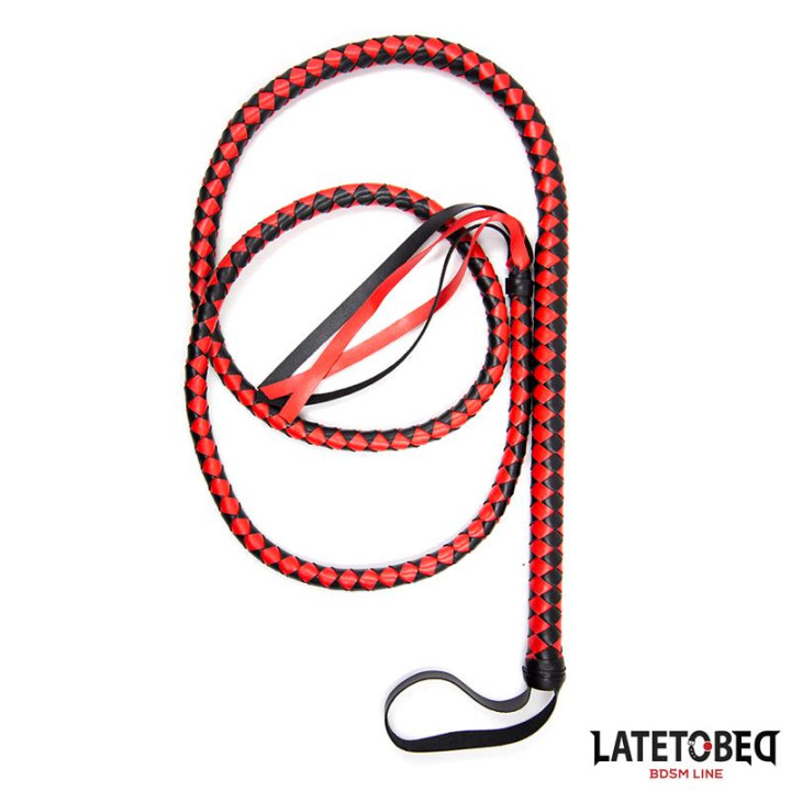 Látigo Largo Rojo y Negro 210cm de Latetobed Bdsm Line | VibraZon