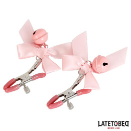 Pinzas para Pezones Lazo y Cascabel Rosa de Latetobed Bdsm Line | VibraZon