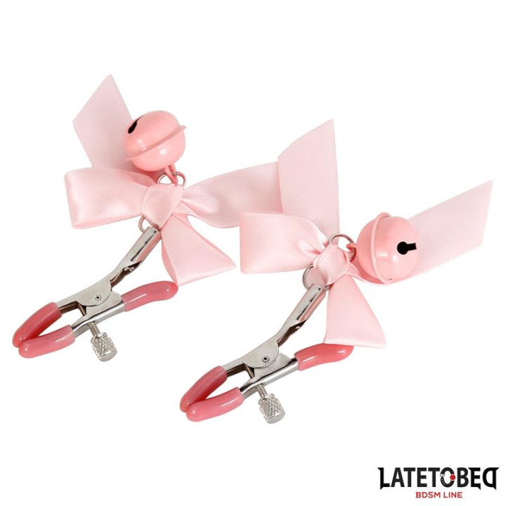 Pinzas para Pezones Lazo y Cascabel Rosa de Latetobed Bdsm Line | VibraZon