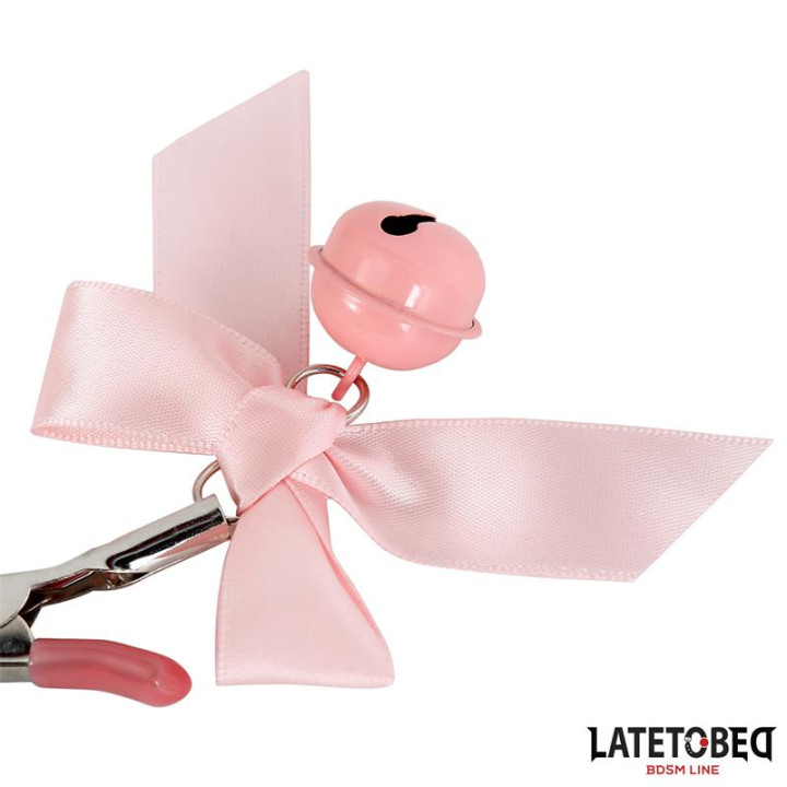 Pinzas para Pezones Lazo y Cascabel Rosa de Latetobed Bdsm Line | VibraZon