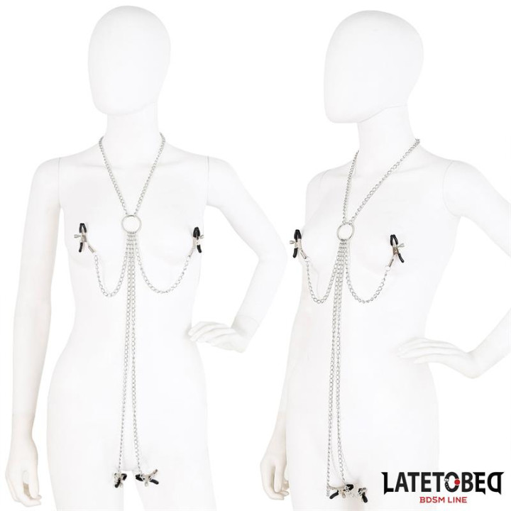Pinzas para Pezones y Clitoris con Cadena de Latetobed Bdsm Line | VibraZon