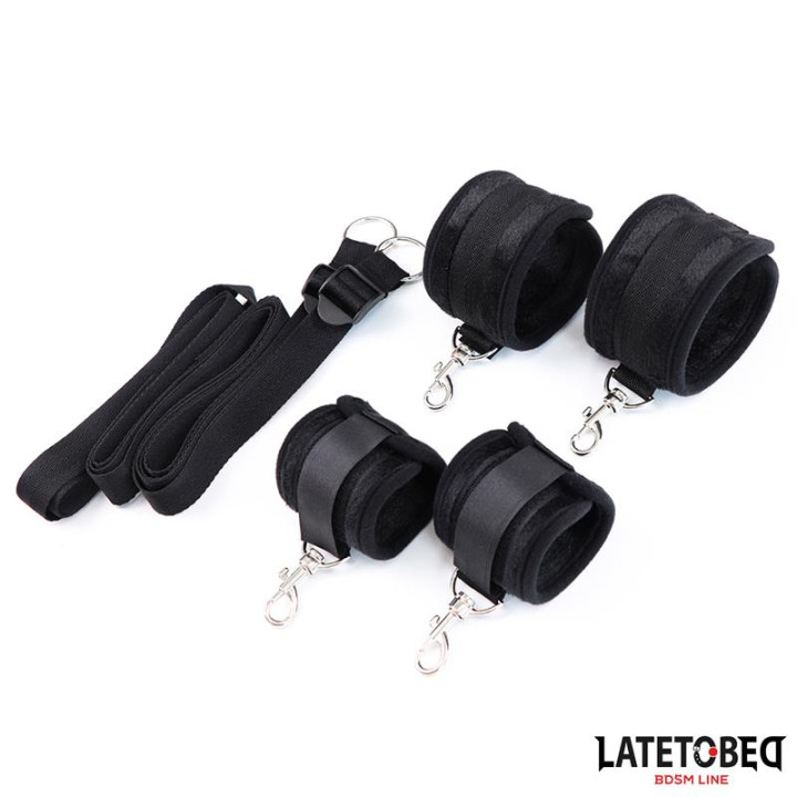 Restricciones de Cama Negro Ajustable de Latetobed Bdsm Line | VibraZon