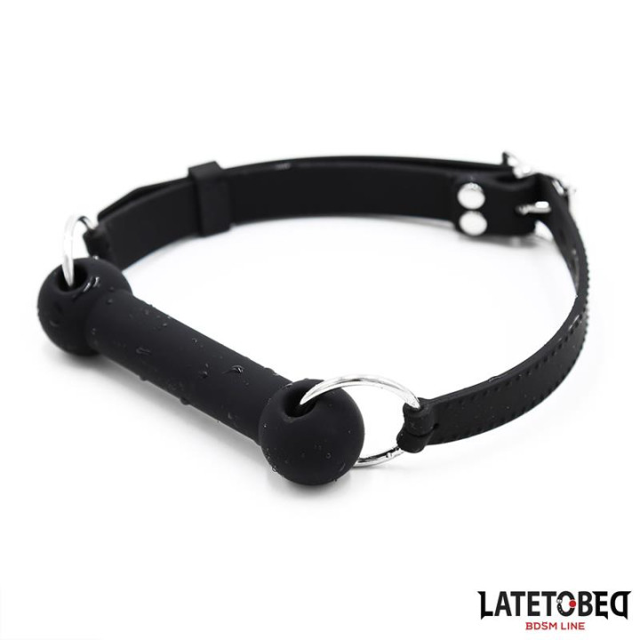 Mordaza Hueso Silicona Negro Ajustable de Latetobed Bdsm Line | VibraZon