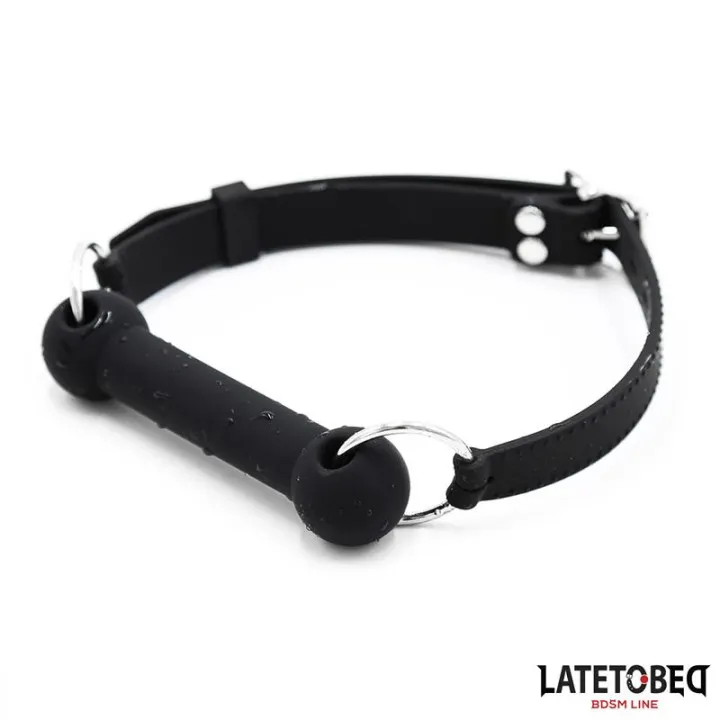 Mordaza Hueso Silicona Negro Ajustable de Latetobed Bdsm Line