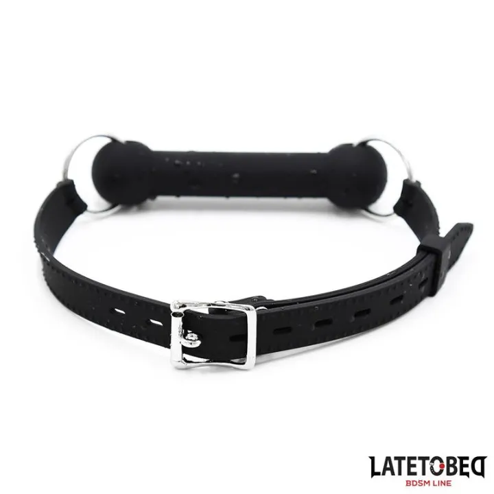 Mordaza Hueso Silicona Negro Ajustable de Latetobed Bdsm Line