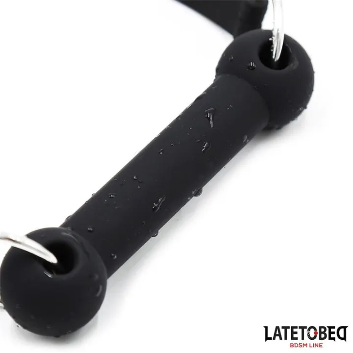 Mordaza Hueso Silicona Negro Ajustable de Latetobed Bdsm Line