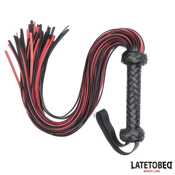 Flogger 65cm Negro y Rojo de Latetobed Bdsm Line | VibraZon