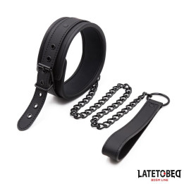 Set Collar y Correa Neopreno Negro de Latetobed Bdsm Line | VibraZon