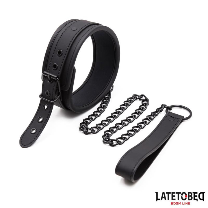 Set Collar y Correa Neopreno Negro de Latetobed Bdsm Line | VibraZon