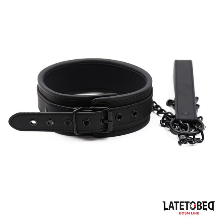 Set Collar y Correa Neopreno Negro de Latetobed Bdsm Line | VibraZon
