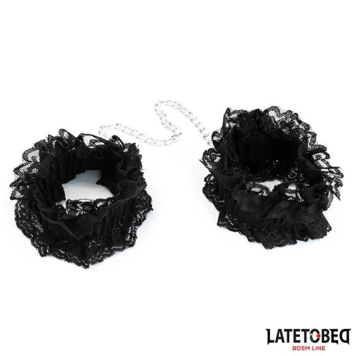 Esposas para Pies de Encaje Elástico Negro de Latetobed Bdsm Line | VibraZon