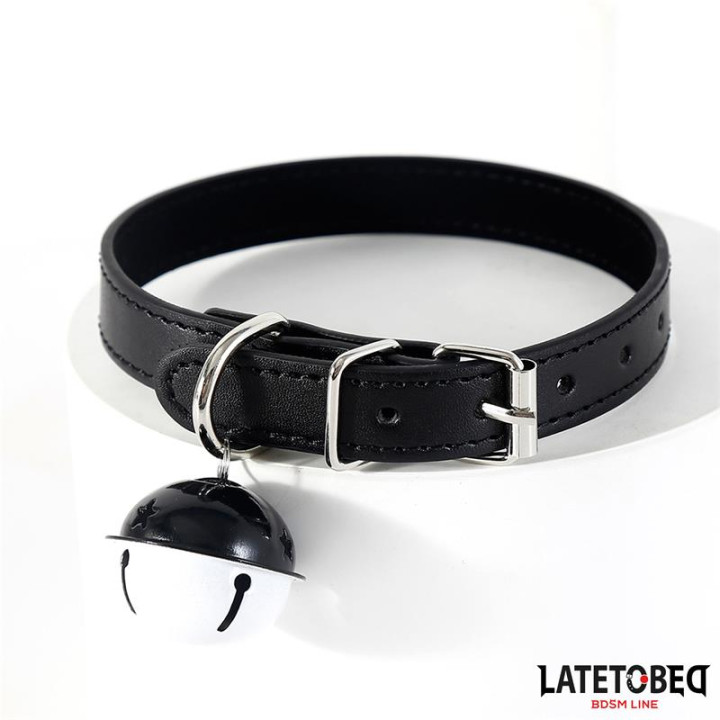 Collar con Cascabel Ajustable Negro de Latetobed Bdsm Line | VibraZon