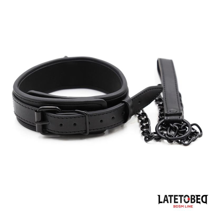Collar y Correa Neopreno Negro de Latetobed Bdsm Line | VibraZon