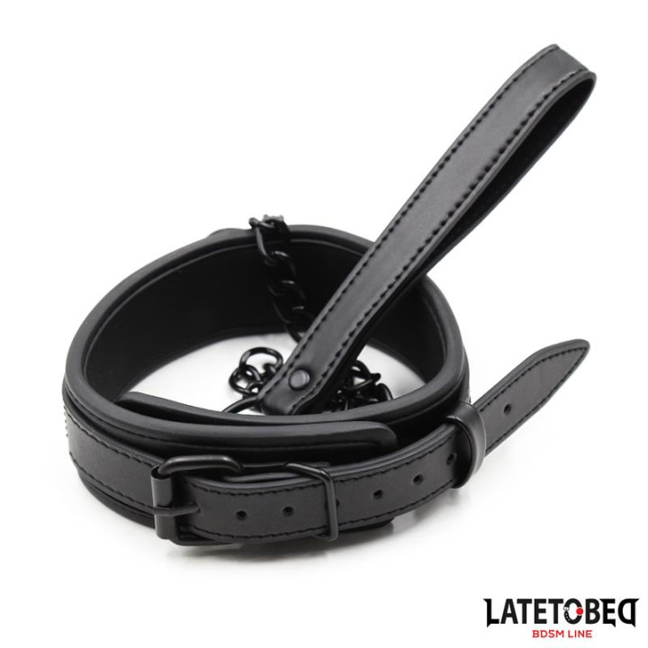Collar y Correa Neopreno Negro de Latetobed Bdsm Line | VibraZon