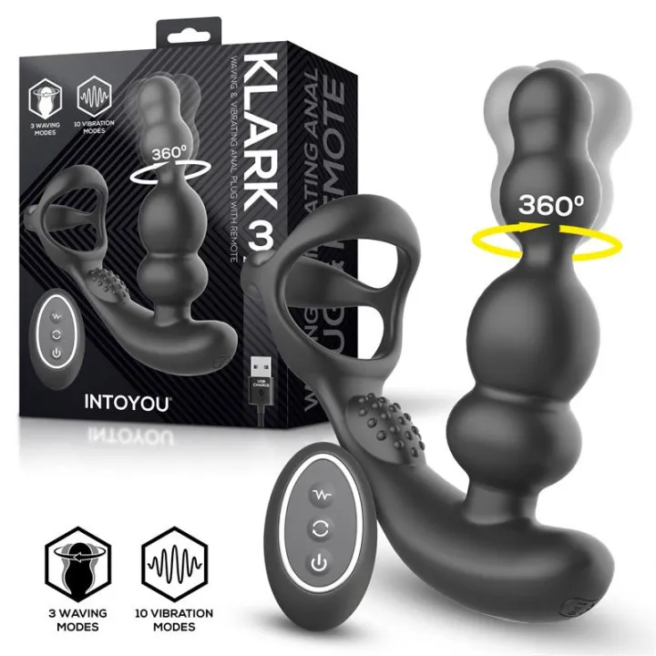 Klark Plug Anal Oscilante con Vibración y Control Remoto de Intoyou