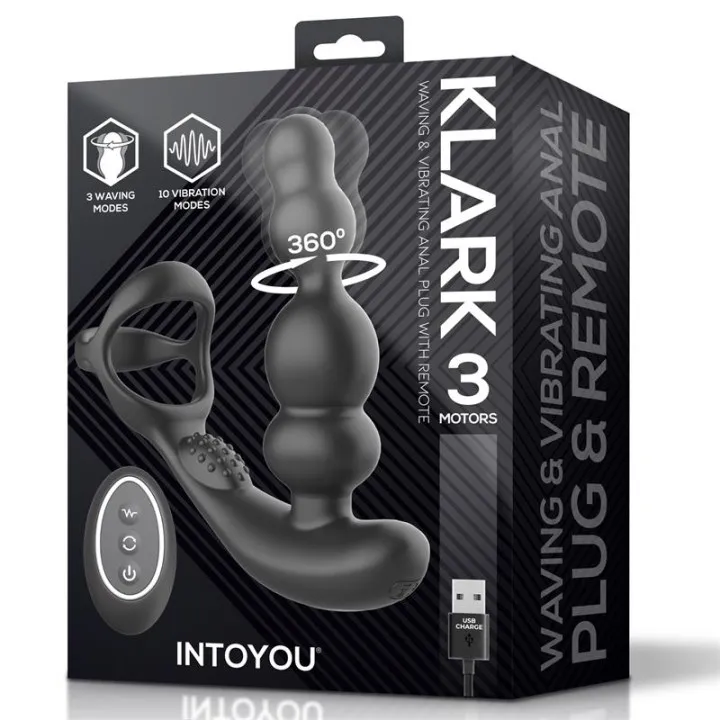Klark Plug Anal Oscilante con Vibración y Control Remoto de Intoyou