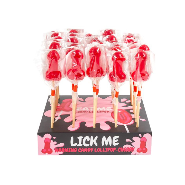 Display Piruleta Pene Cereza Efecto Calor Picante 40pcs de Secret Play | VibraZon