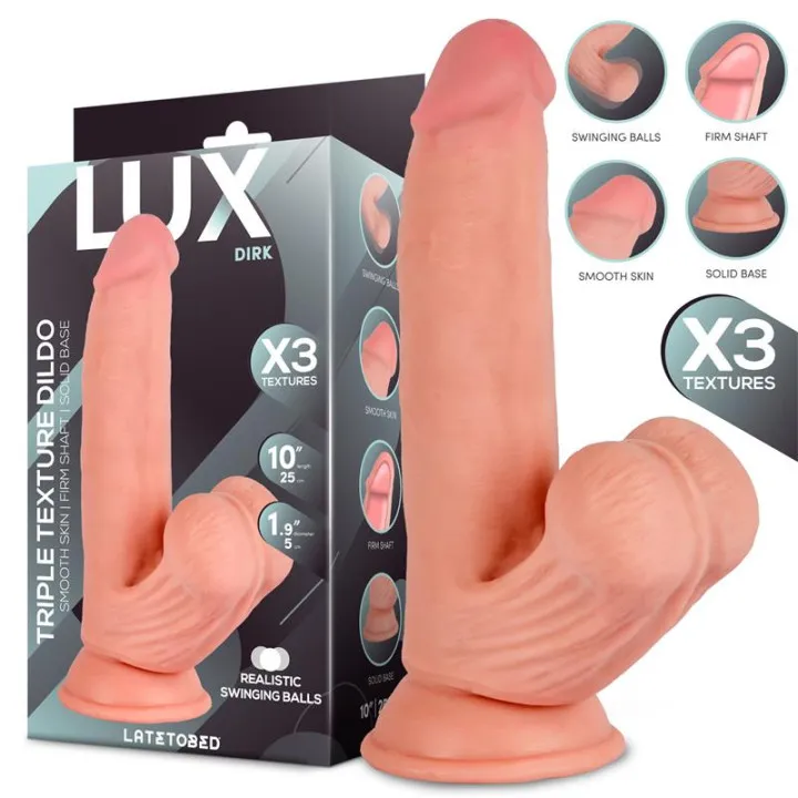 Dirk Dildo Triple Densidad con Testículos Oscilantes 10 de Lux