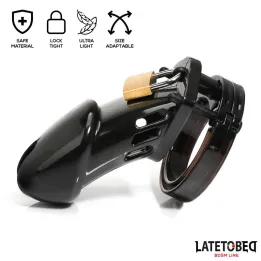 Jaula de Pene de Castidad Long Negro de Latetobed Bdsm Line