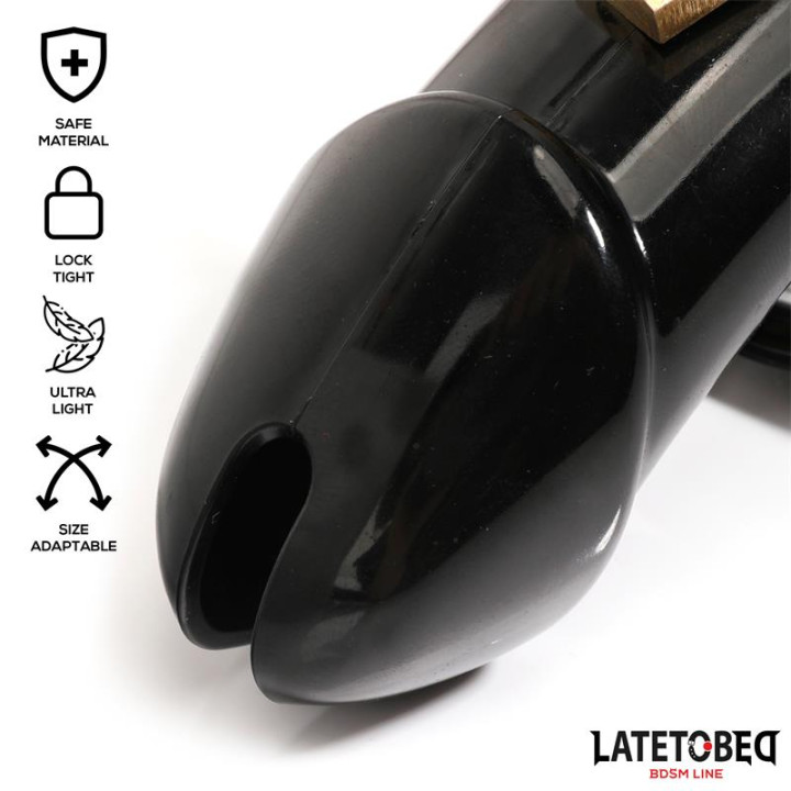 Jaula de Pene de Castidad Long Negro de Latetobed Bdsm Line | VibraZon