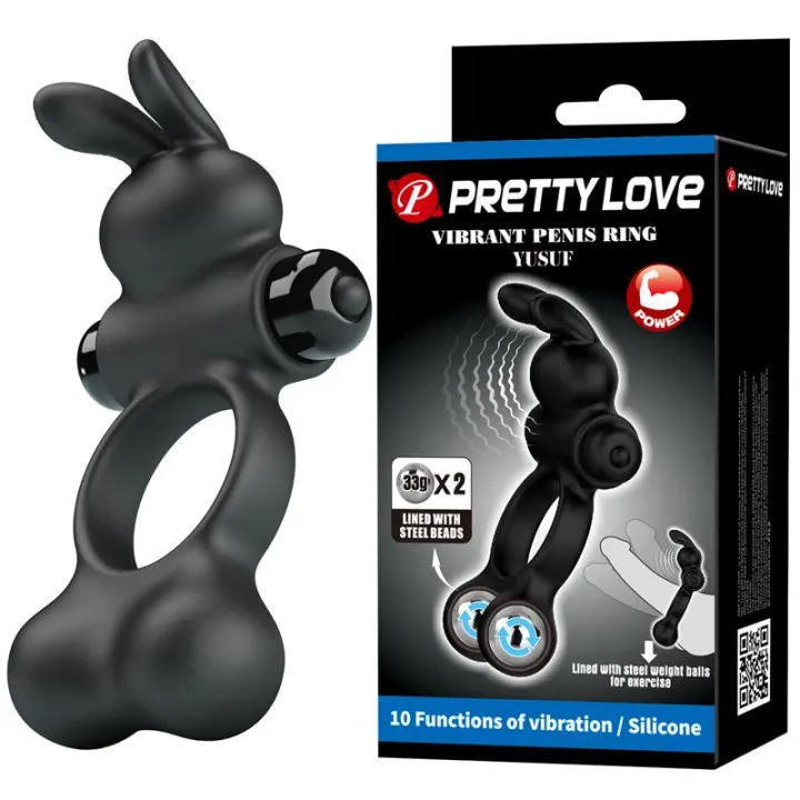 Yusuf Anillo para el Pene con Bolas de Metal 2x33gr de Prettylove
