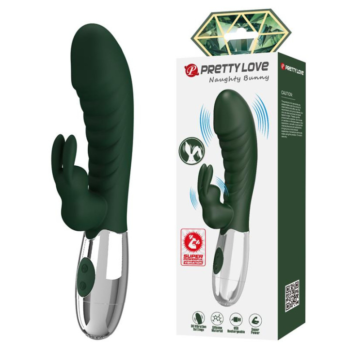 Naughty Bunny Vibrador 30 Funciones Verde de Prettylove | VibraZon