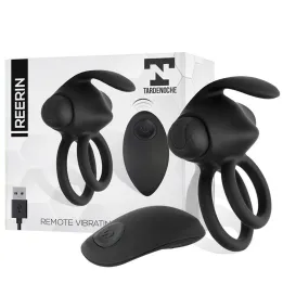 Reerin Anillo Vibrador USB Dual Control Remoto USB Silicona de Tardenoche
