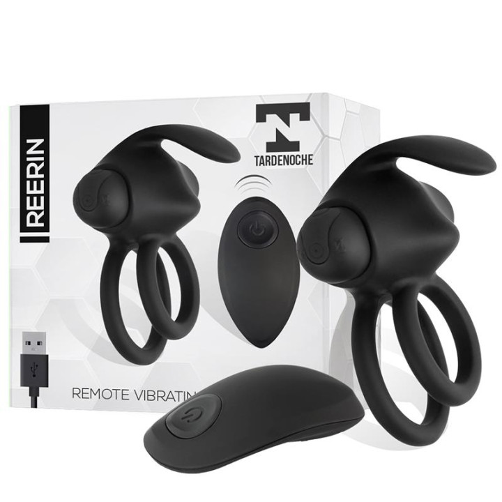 Reerin Anillo Vibrador USB Dual Control Remoto USB Silicona de Tardenoche | VibraZon