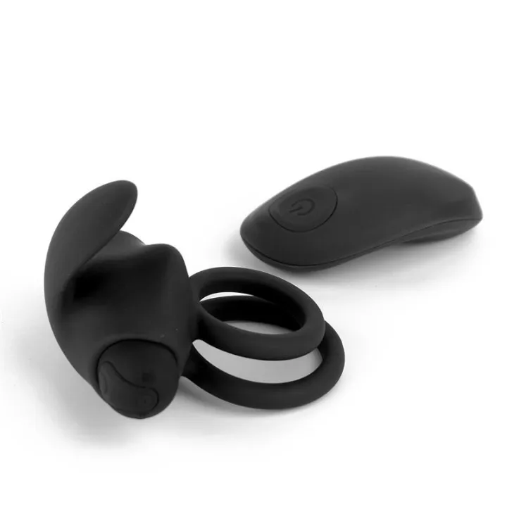 Reerin Anillo Vibrador USB Dual Control Remoto USB Silicona de Tardenoche
