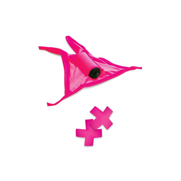 Neon Set Braguitas Vibradoras Sin Tirantes y Pezoneras Color Rosa | VibraZon