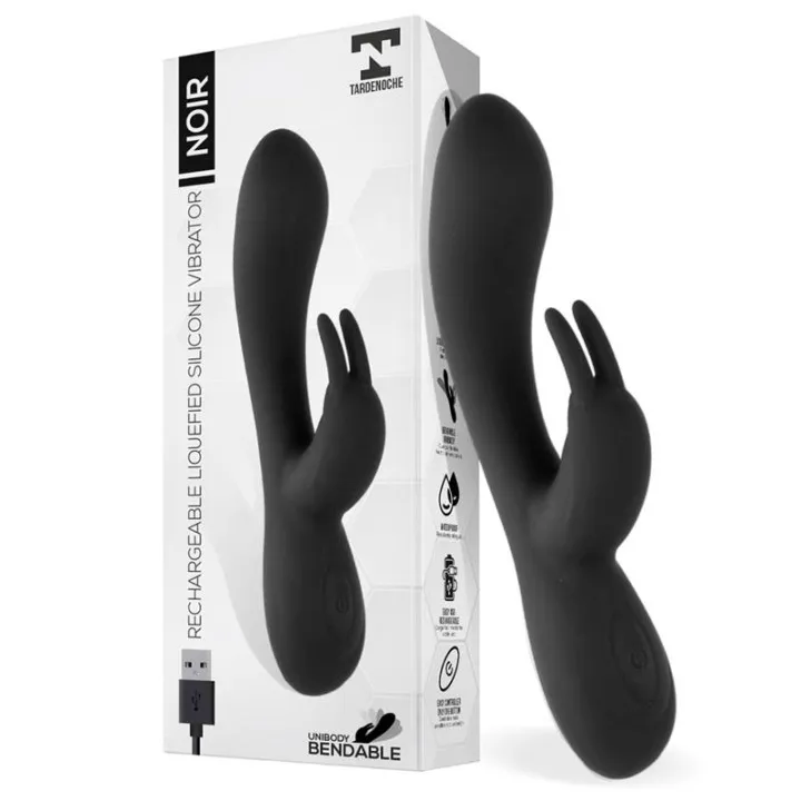 Noir Vibrador Silicona Líquida Inyectada 2 Motores USB de Tardenoche