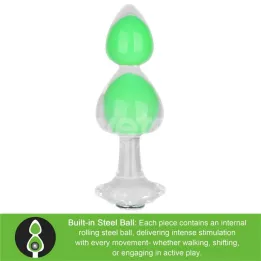 Gemoria Plug Anal Silicona Bola Interna Acero Brilla en la Oscuridad de Lovetoy