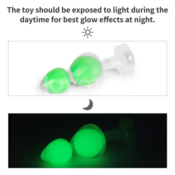 Gemoria Plug Anal Silicona Bola Interna Acero Brilla en la Oscuridad de Lovetoy | VibraZon