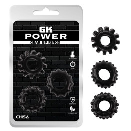 Kit 3 Anillos Pene Gear Up Negro de Chisa | VibraZon
