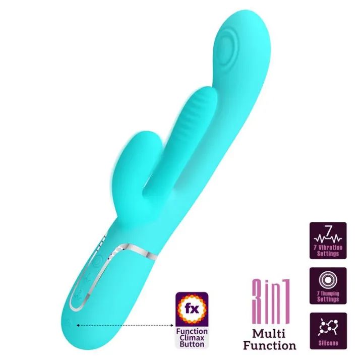 Shania Vibrador con Lengua y Thumping Turquesa de Prettylove