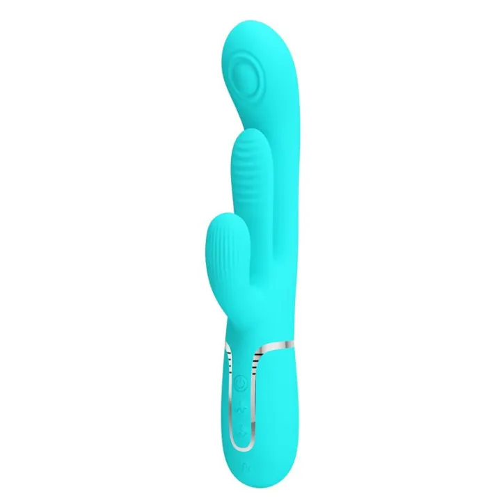 Shania Vibrador con Lengua y Thumping Turquesa de Prettylove