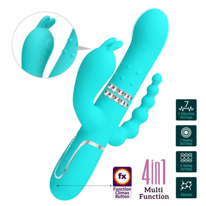 Cammy Vibrador con Bolas Rotadoras y Cadena Anal de Prettylove