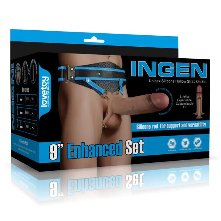 Ingen Arnés Ajustable con Dildo Hueco 9 Enhanced Set L/XL/2XL de Lovetoy