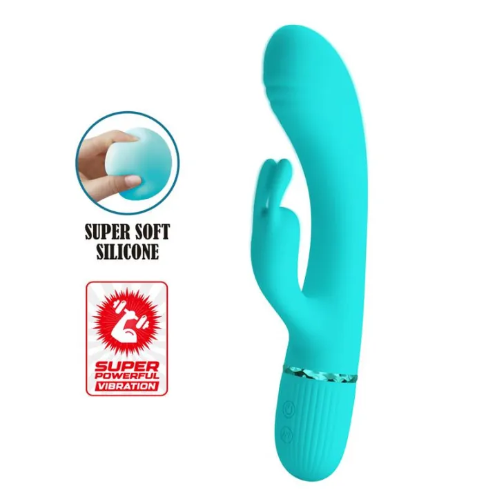 Scocco Vibrador con Rabbit Turquesa de Prettylove