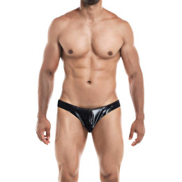 Slip Bikini de Corte Bajo Provocative Negro Skai de Cut4Men | VibraZon
